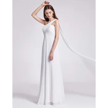Baltos spalvos Vieną Petį Grindų Ilgis Backless Šifono Bridesmaid Suknelę Moterų Rožinės spalvos Elegantiškas Motinystės Suknelė Vestuves Ilgai