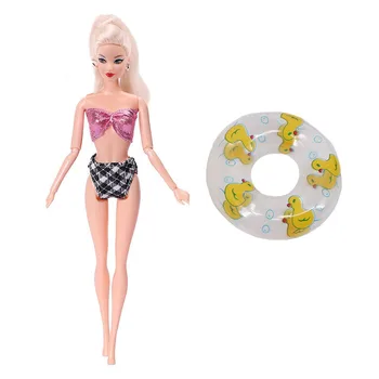Barbies Aksesuarai Seksualus Maudymosi Kostiumą=1Pcs maudymosi kostiumėlį+Mielas Plaukti Žiedas+1Pcs Atsitiktiniai Aukšti Kulniukai,Barbies Lėlės Drabužius Paplūdimio Žaidimai
