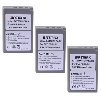 Batmax 3Pc 2000mAh PS-BLS5 PS BLS5 PSBLS5 Fotoaparato Baterija Olympus OM-D E-M10,E-M10 II,III, PEN E-PL2, E-PL5 ir E-PL6 E-PL7 E-PM2