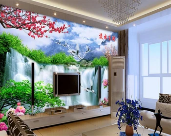 Beibehang 2017 naujas estetinis dekoratyvinės tapetų papel de parede 3d tapetai slyvų žiedų kraštovaizdžio peizažas tapety