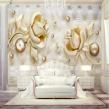 Beibehang behang Užsakymą tapetai mados fantazijos prabanga golden rose soft pack, papuošalai, sofos-lovos fone de papel parede
