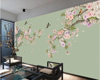 Beibehang Crabapple gėlių naujas Kinijos ranka-dažytos bauda brushwork gėlių, paukščių fone apdaila, dažymas tapetų behang