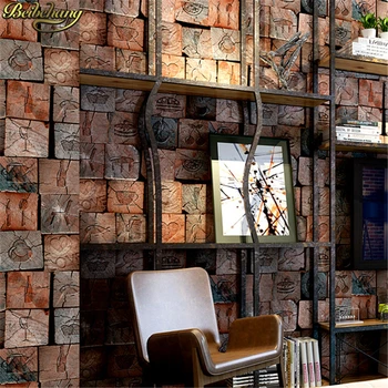 Beibehang Nostalgiškas derliaus tapetai senovinių medžio imitacija, kirpykla, asmenybės restoranas, 3D stereo fono sienos popieriaus
