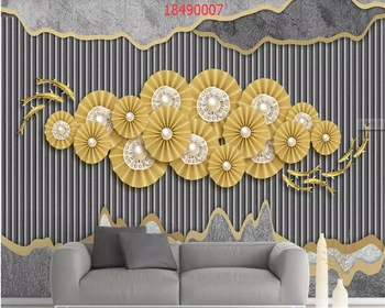 Beibehang Pasirinktinis dydis 3D stereo Šiaurės minimalistinis apvalių sienų apdailai aukso fone sienos papel de parede tapetai