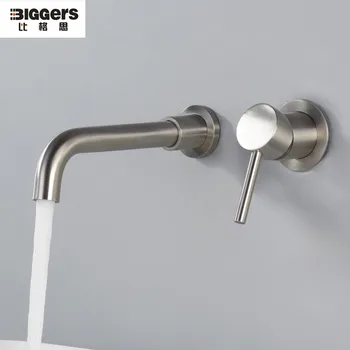 Biggers sanitarijos 304 nerūdijančio plieno prie sienos montuojamas vonios baseino, maišytuvas, šalto, karšto vandens pasukti maišytuvas bakstelėkite vieną rankena