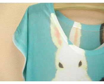 Black white rabbit marškinėlius moterims katytė senų įkrovos žalia moterų marškinėliai m. naujos konstrukcijos 3D spausdinimo mielas camisetas mujer