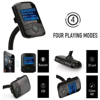 Bluetooth FM Siųstuvas laisvųjų Rankų įrangą, Radijo Imtuvas, MP3 Audio Adapteris Karšto Pardavimo
