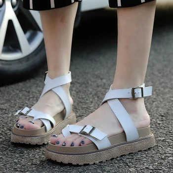 Britų stiliaus diržo sagtis blynai avalynė moterims vasaros patogus storio apačioje sandalas moterų 2020 m. naujų sandalia feminina hy276