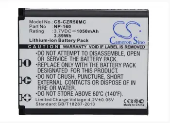 Cameron Kinijos 1050mAh baterija CASIO Exilim EX-FC500 EX-ZR50 EX-ZR55 EX-ZR60 EX-ZS220 NP-160 Fotoaparato Baterijos