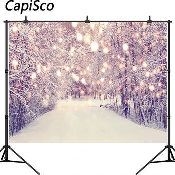 Capisco žiemos stebuklų fotografijos fone photophone blizgučiai miško kalėdų medžio sniego fone photocall foto studija