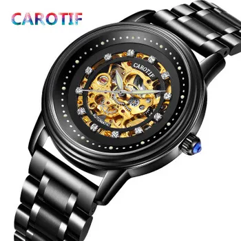CAROTIF Mechaninė Automatinė Vyrų Laikrodžiai Montre Full Steel Vyrų Žiūrėti Reloj Hombre Vandeniui Skeletas Žiūrėti Vyrų erkek kol saati