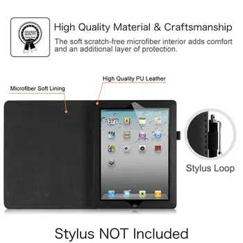 Case Cover for iPad 2 Oro modelio A1566 A1567 Auto Sleep/Wake Up PU Odos, skirtą 