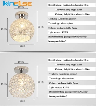Crystal LED Lubų Lempa E27 Paviršinio montavimo Pramonės Lempa, Miegamojo, virtuvės, praėjimų Viešbutis prieškambario Namų dekoro Lubų Šviesos Šviestuvas