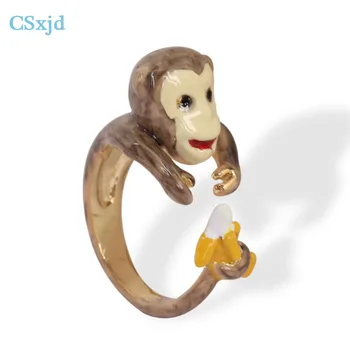 CSxjd Išskirtinį Emalio glazūra Cute little monkey žiedas Aukštos kokybės mados Žiedas