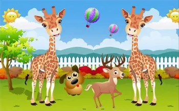 Custom 3D Foto Tapetai Kūrybos Animacinių filmų Elnias Tapetai Vaikų Miegamasis Foną Medžio Žirafa Tapetai, Freskos
