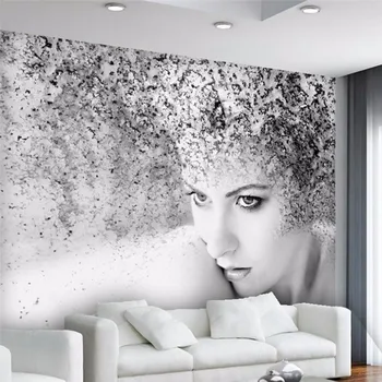 Custom foto tapetų Prabangos Kokybės HD Juoda balta meno grožio abstrakčios erdvės fantazijos 3d didelės tapetai sienos freskos