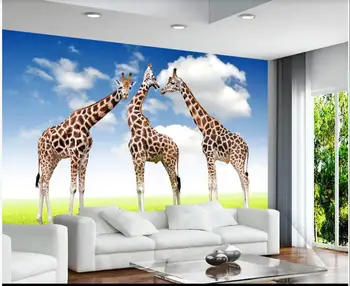 Custom freskos 3d foto tapetai Šiuolaikinės žolės žirafa kraštovaizdžio namų dekoro kambarį tapetų sienos, 3 d ritininis