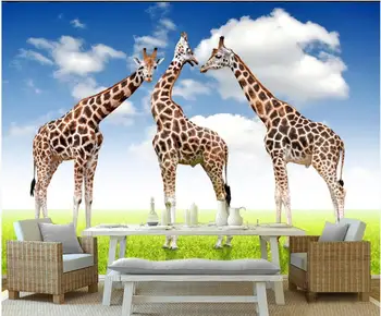 Custom freskos 3d foto tapetai Šiuolaikinės žolės žirafa kraštovaizdžio namų dekoro kambarį tapetų sienos, 3 d ritininis