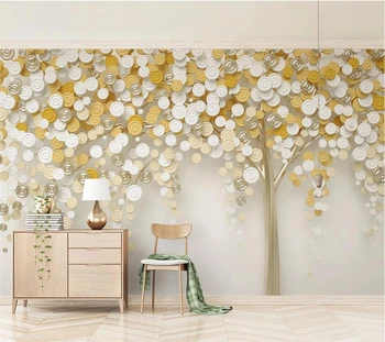 Custom freskos 3d naujieji Kinijos aukso lapų, miško briedis kraštovaizdžio tapetai gyvenimo kambario, miegamasis medžio aukso turtingas medžių fone sienos