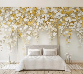 Custom freskos 3d naujieji Kinijos aukso lapų, miško briedis kraštovaizdžio tapetai gyvenimo kambario, miegamasis medžio aukso turtingas medžių fone sienos