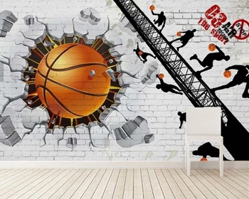 Custom Krepšinio Tapetai, Baltų Plytų Sienos, Krepšinio Freska už Kambarį Baras KTV Restoranas Foną