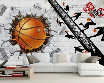 Custom Krepšinio Tapetai, Baltų Plytų Sienos, Krepšinio Freska už Kambarį Baras KTV Restoranas Foną