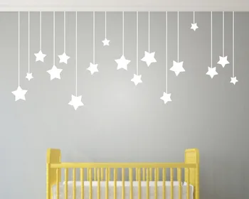 Custom Spalva Haning Ilgai Star Sienų Lipdukai Vaikų Kambarys White Star Baby Vaikų Darželio Sienos Lipdukai Kambario Dekoro Freskos D858