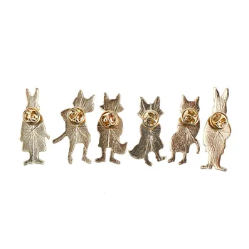 Cute Kačių, Triušių, Lapių Sagė Gražių Animacinių Filmų Metalo Smeigtukai Bižuterijos Didmeninė