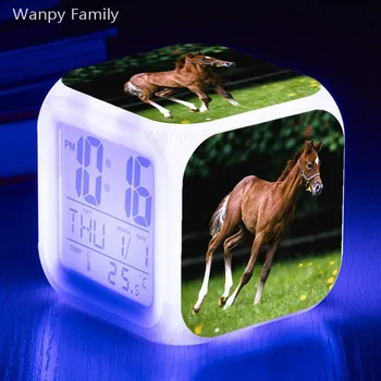 Cute Little Pony LED Laikrodis-Žadintuvas 7 Spalva Žėrintis Multifunctio Skaitmeninis Laikrodis-Žadintuvas, Vaikų Kambarys Liesti jutiklis Flash Laikrodis