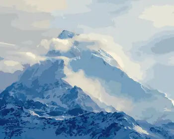 Debesuota, sniegas kalnų Peizažas 