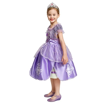 Deluxe Vaiko Vaikas, Gimtadienio dieną Princesė Sofija Drabužius Vasarą Frock sudaro Šalies Cosplay Kostiumu Mergina Sofija Išgalvotas Naujas Staly Suknelė