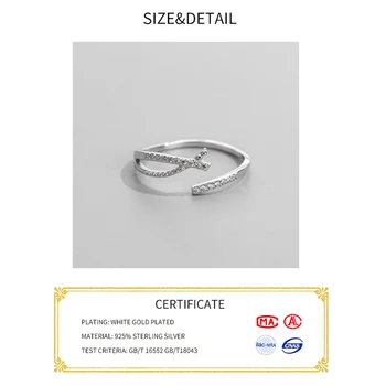 Derliaus 925 Sterling Silver Crystal Žiedai, Moterų, Vyrų, Didelis Atviras Piršto Žiedai Šalis Dovanos Anillos