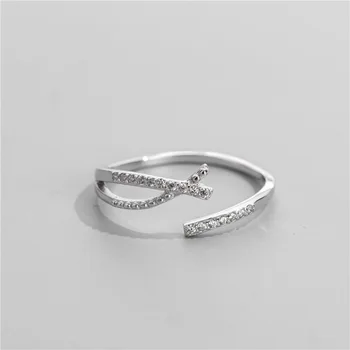 Derliaus 925 Sterling Silver Crystal Žiedai, Moterų, Vyrų, Didelis Atviras Piršto Žiedai Šalis Dovanos Anillos