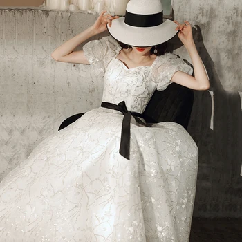 Derliaus duobute suknelė balta burbulas rankovės blizgučiais suknelė princesė viduramžių ilga suknelė Renesanso suknelė karalienė Viktorija