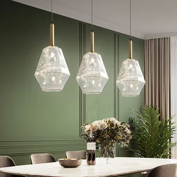 Derliaus stiklo kamuolys deimantų pakabukas lempa, modernios led šviestuvo kambarį apdaila hanglampen luzes de teto