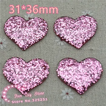 Derva blizga bling šviesiai violetinė širdies Cabochon Flatback Scrapbooking 50pcs/lot 31*36mm