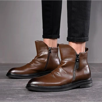 Didelio dydžio vyrai prabangių mados kaubojaus batai kvėpuojantis natūralios odos bateliai, pavasaris rudenį 
