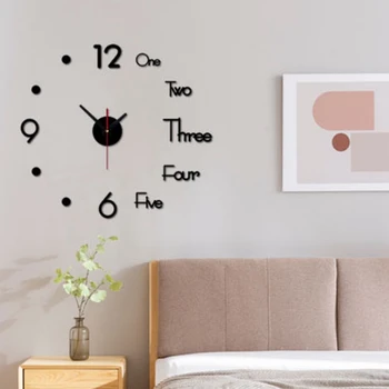 Didelis Sieninis Laikrodis Modernus Dizainas, 3D Sienų Lipduko Laikrodis Išjungti Namų Puošybai Kvarcas