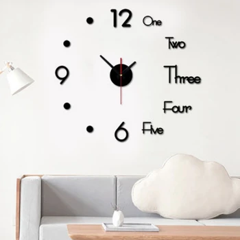 Didelis Sieninis Laikrodis Modernus Dizainas, 3D Sienų Lipduko Laikrodis Išjungti Namų Puošybai Kvarcas
