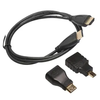 Didelės Spartos HDMI į HDMI Male Kabelio 0,5 m/1,5 m + Micro HDMI Adapteris+ Mini HDMI Adapteris, skirtas HDMI skaitmeninis fotoaparatas tablet pc