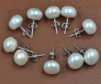 Didmeninė 5 poros 10.5-11mm Gėlavandenių perlų auskarai smeigės s925>>merginos auskarai Nemokamas pristatymas