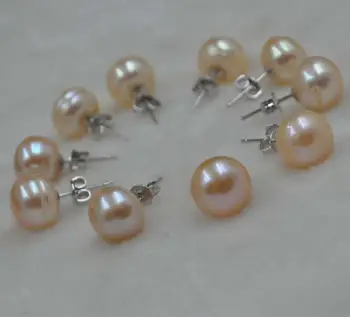 Didmeninė 5 poros 10.5-11mm Gėlavandenių perlų auskarai smeigės s925>>merginos auskarai Nemokamas pristatymas
