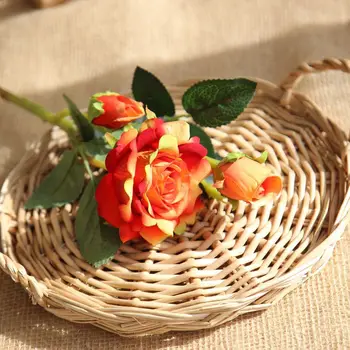 Dirbtinės gėlės, rožių puokštė flanelė netikrą gėlės vestuvių reikmenys, namų dekoravimo gėlėmis šalis gėlės 11PC Wholesal