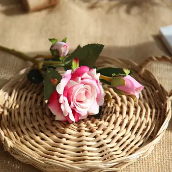 Dirbtinės gėlės, rožių puokštė flanelė netikrą gėlės vestuvių reikmenys, namų dekoravimo gėlėmis šalis gėlės 11PC Wholesal