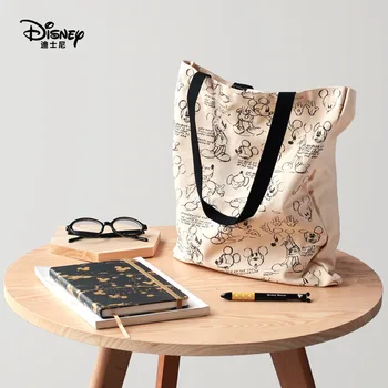 Disney Mickey mouse Animacinių filmų Lady pliušinis kuprinė drobės moterų Didelės talpos maišą pirkinių nešiojamų peties mergina dovana