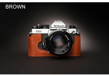 Dizainas Nikon FM2 FM FM2N FE FE2 kamera Rankų darbo natūralios Odos Fotoaparato Pusę Padengti Krepšys