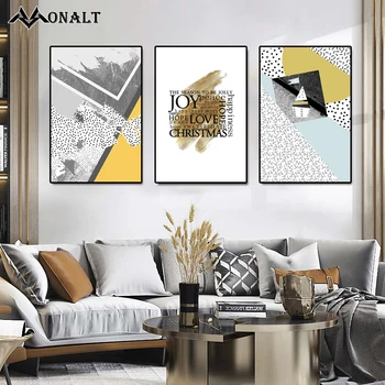 Drobė amarillo abstrakčių geometrinių plakatas HD Aukso Raidė nuotrauką Šiaurės Spausdina ant sienos biure MENO Dekoratyvinis Dažymas