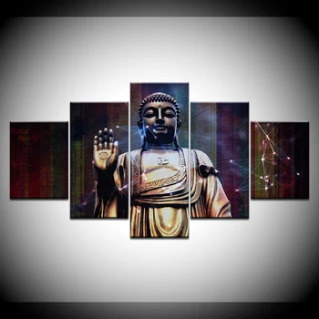 Drobė Dažymo Buda Įrėminti Meno 5 vnt Sienos Meno Tapybos Modulinės Tapetai Plakato spauda už kambarį Namų Dekoro