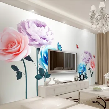 Drop Laivyba Tapetų Sienos, 3 D Modernaus Minimalistinio Rose Butterfly Foną Tapetai, Dekoratyvinis Miegamasis Hotel Freskomis