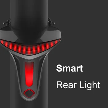 Dviračių užpakalinis žibintas Smart Dviračių Galinis žibintas atsparus Vandeniui LED USB Įkrovimo Dviračių užpakalinis žibintas, Dviračio Galinio Uodegos Šviesos Priedai